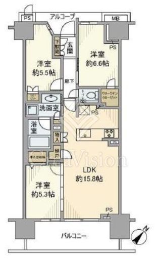プラウドシティ越中島　A13F1号室　間取り