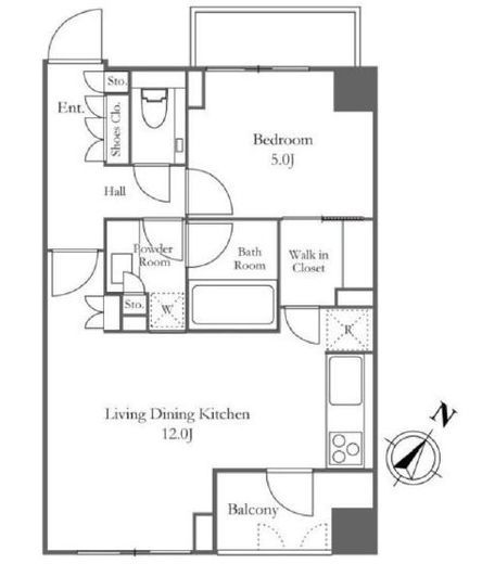 パークナード上野池之端　4F1号室　間取り