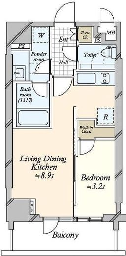 パークナード上野池之端　2F1号室　間取り