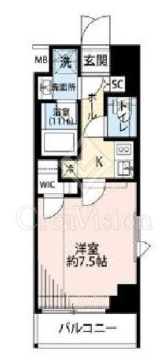 プレール・ドゥーク蔵前　707号室　間取り