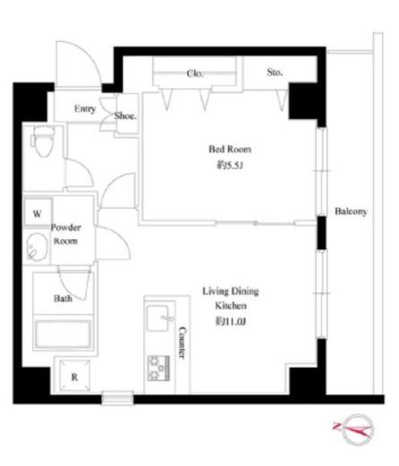 ライブカーサ両国北斎通り　202号室　間取り