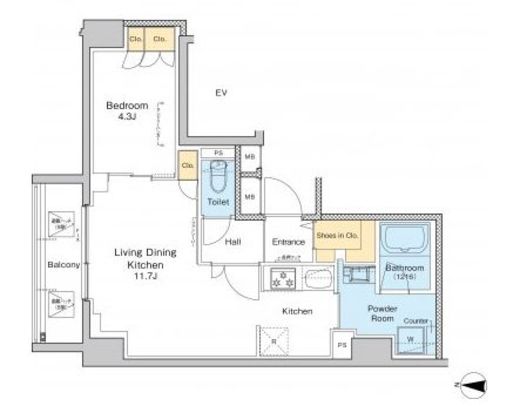 プラウドフラット錦糸町2　907号室　間取り