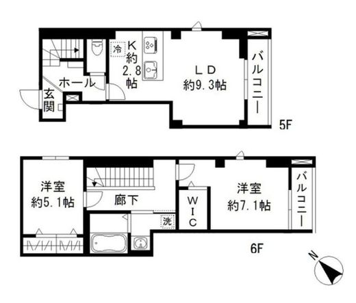 ジョカットロ蔵前　501号室　間取り
