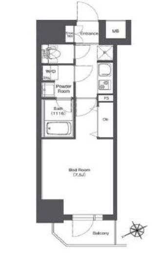 BPRレジデンス門前仲町　1101号室　間取り
