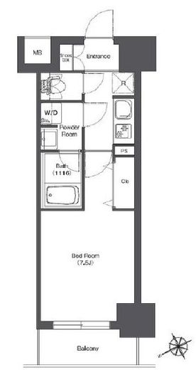 BPRレジデンス門前仲町　202号室　間取り
