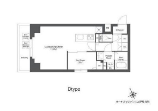 オーキッドレジデンス上野稲荷町　401号室　間取り