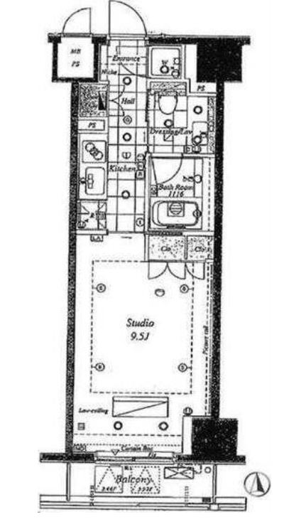 コンパートメント東京中央　703号室　間取り