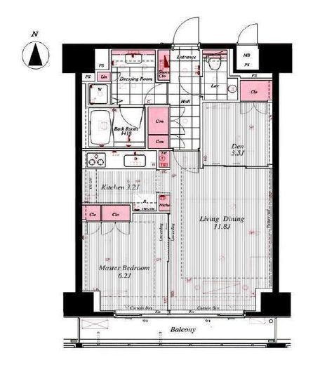 コンパートメント東京中央　1105号室　間取り
