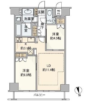 コンパートメント東京中央　1112号室　間取り