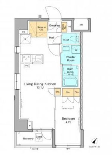 プラウドフラット根津谷中　101号室　間取り