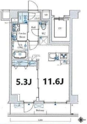 エストゥルース両国2　404号室　間取り