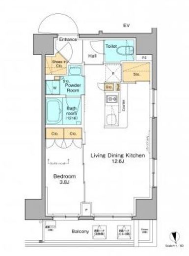 プラウドフラット浅草　701号室　間取り