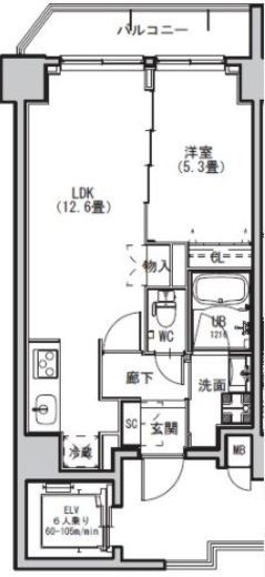 S-RESIDENCE両国avenue (エスレジデンス両国アベニュー)　401号室　間取り
