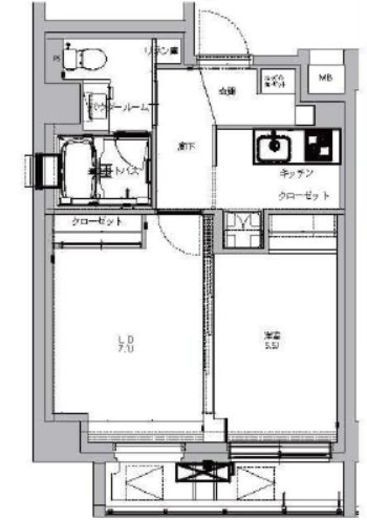 ミュージション門前仲町　701号室　間取り