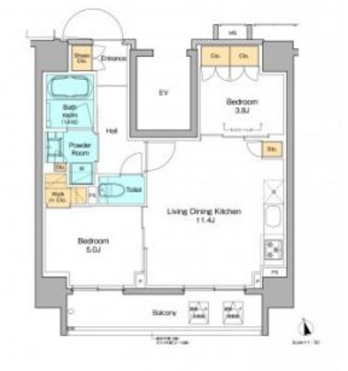 プラウドフラット上野松が谷　401号室　間取り