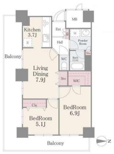 イーストコア曳舟一番館　708号室　間取り
