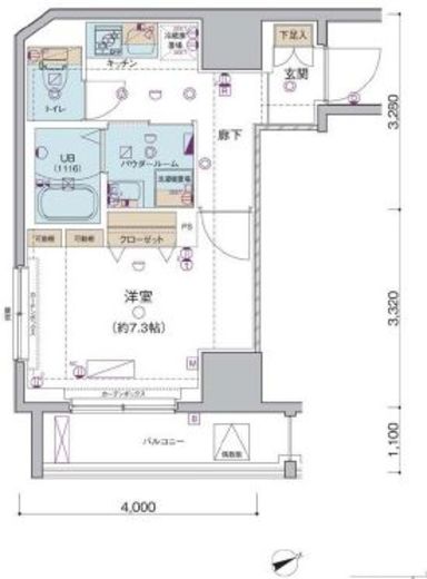 プレール・ドゥーク門前仲町3　404号室　間取り