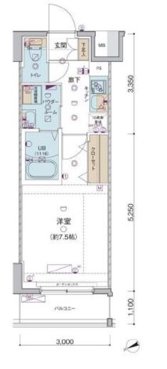 プレール・ドゥーク門前仲町3　506号室　間取り