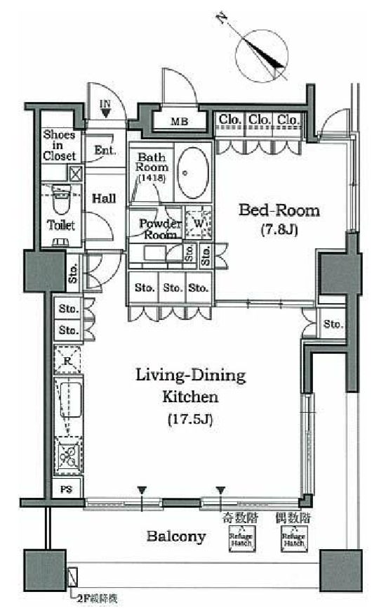 ホライズンプレイス赤坂　1304号室　間取り