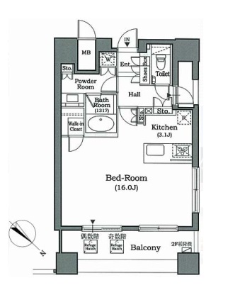 ホライズンプレイス赤坂　1401号室　間取り