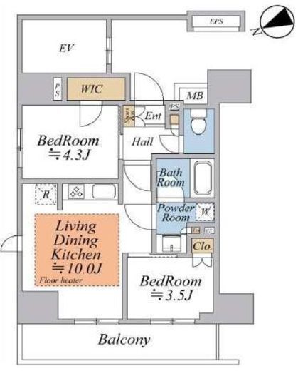 ネベル浅草橋　1001号室　間取り