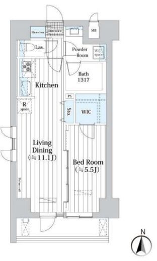 L・BASE押上North・South　S609号室　間取り
