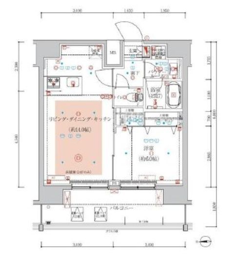 アルテシモクルセ　1402号室　間取り