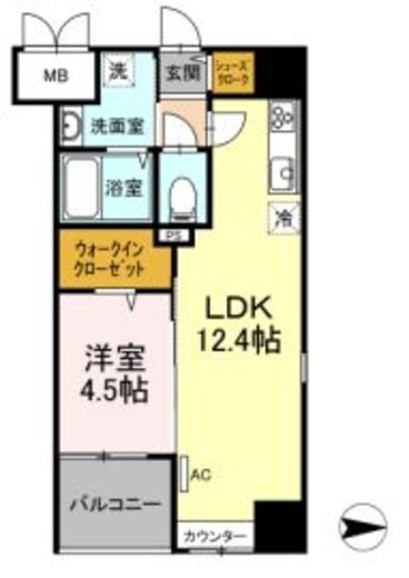 Trio Mare 蔵前（トリオマーレ蔵前）　601号室　間取り
