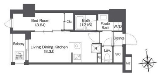 ディームス上野御徒町　403号室　間取り