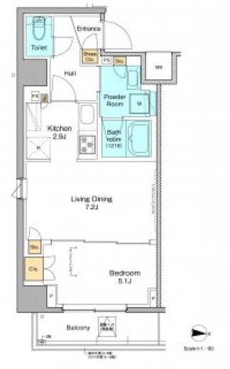 プラウドフラット本所吾妻橋　305号室　間取り