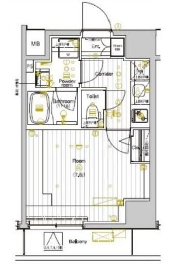 プレミアムキューブ両国DEUX　1102号室　間取り