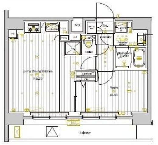 プレミアムキューブ両国DEUX　1202号室　間取り