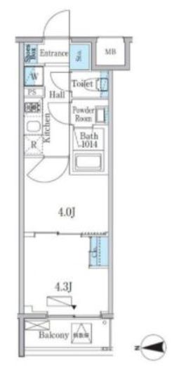 プライマル門前仲町　402号室　間取り