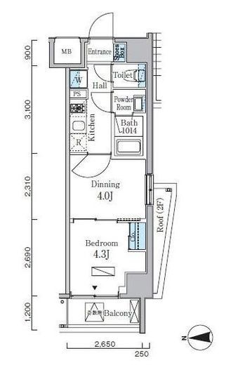 プライマル門前仲町　701号室　間取り