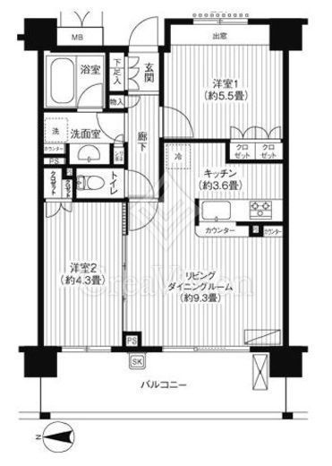 フルーヴ押上　418号室　間取り