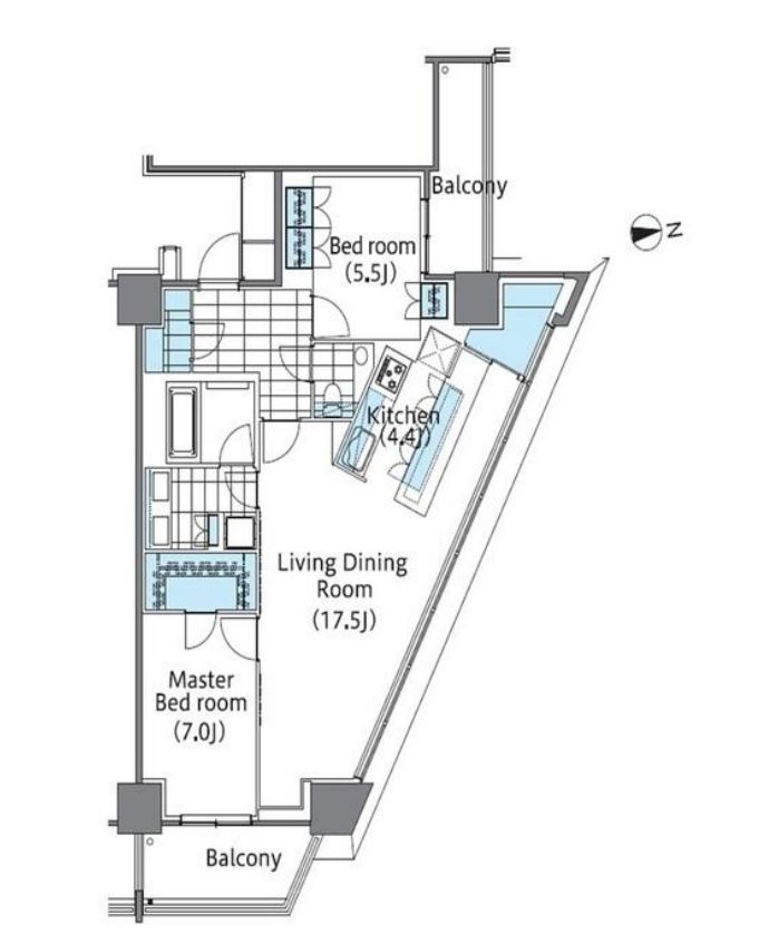 コンフォリア新宿イーストサイドタワー　828号室　間取り