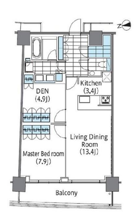 コンフォリア新宿イーストサイドタワー　1908号室　間取り