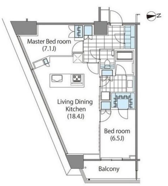 コンフォリア新宿イーストサイドタワー　1316号室　間取り