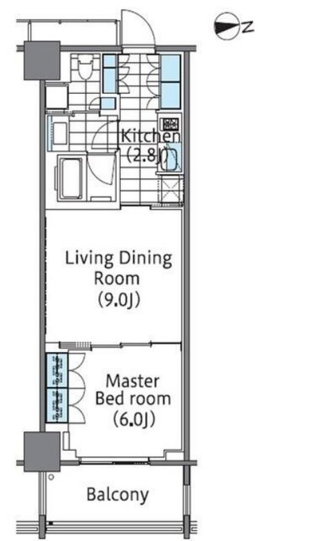 コンフォリア新宿イーストサイドタワー　1722号室　間取り