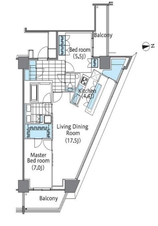 コンフォリア新宿イーストサイドタワー　1628号室　間取り