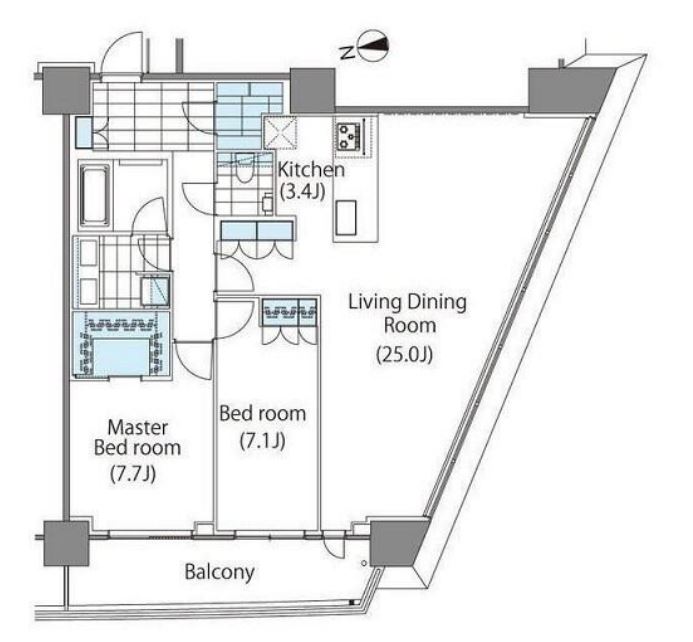 コンフォリア新宿イーストサイドタワー　513号室　間取り