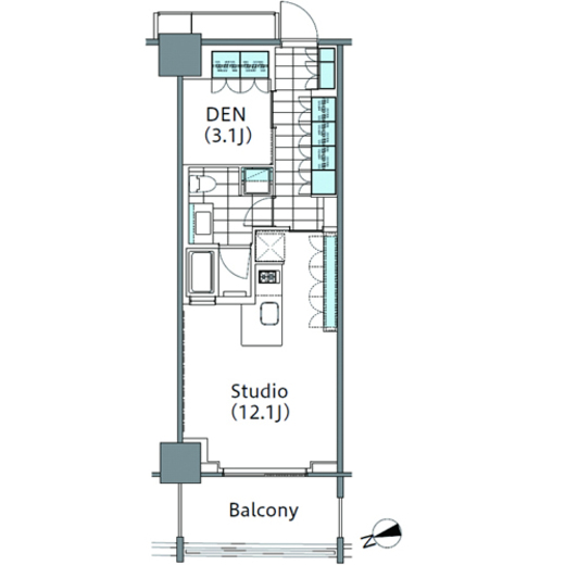 コンフォリア新宿イーストサイドタワー　1103号室　間取り
