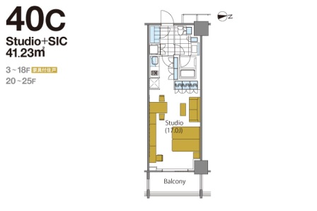 コンフォリア新宿イーストサイドタワー　1125号室　間取り