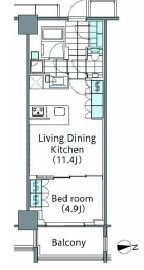 コンフォリア新宿イーストサイドタワー　1220号室　間取り