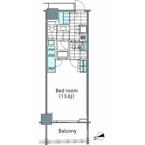 コンフォリア新宿イーストサイドタワー　1305号室　間取り