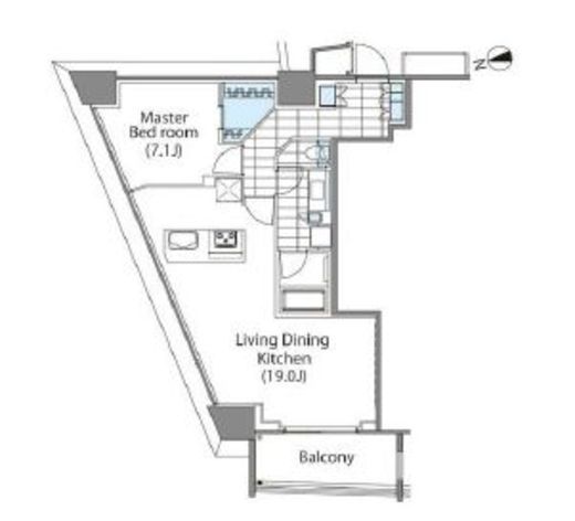 コンフォリア新宿イーストサイドタワー　1401号室　間取り
