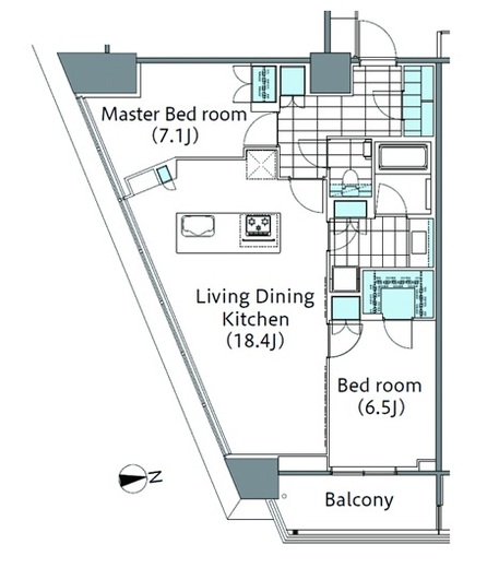 コンフォリア新宿イーストサイドタワー　1416号室　間取り