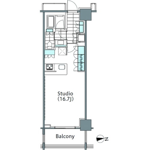 コンフォリア新宿イーストサイドタワー　1427号室　間取り