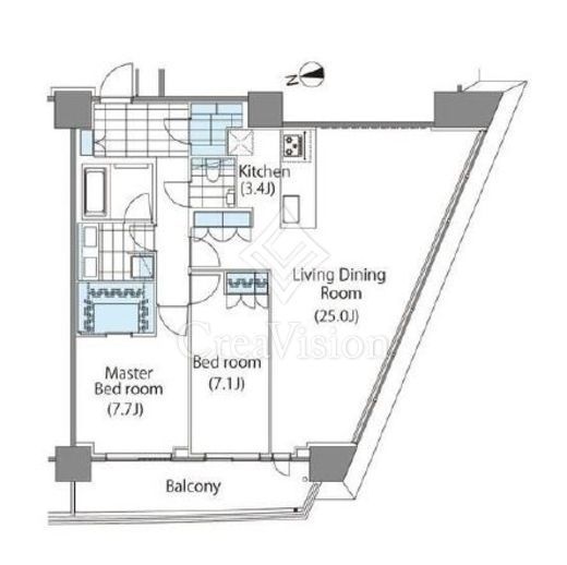 コンフォリア新宿イーストサイドタワー　1513号室　間取り
