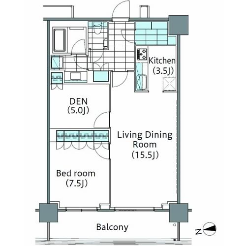 コンフォリア新宿イーストサイドタワー　1712号室　間取り